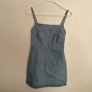 Zara Denim Stretch Zip Up Dress with Elastic Back
